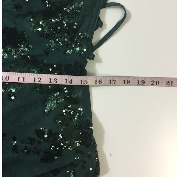 LULU'S SZ M Valhalla Forest Green Sequin Mermaid Lace-Up Maxi Dress NWT 0B5 - Picture 7 of 11